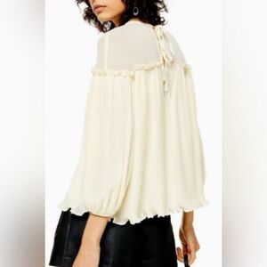 TOPSHOP- Stylish Cream Sheer Blouse
